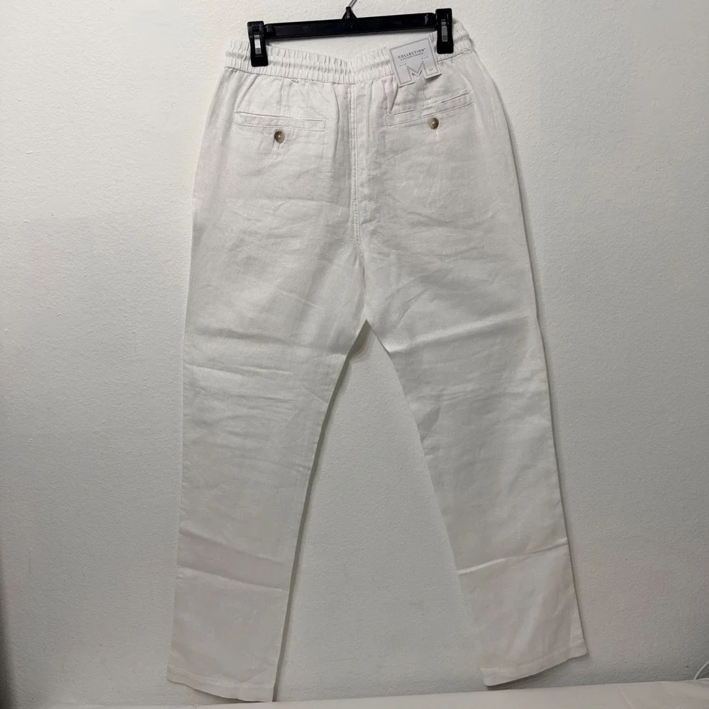 Collection by Michael Strahan Mens White 100% Linen Drawstring Pants Size S NWT